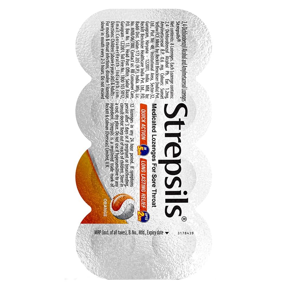 Strepsils Orange Lozenges 8s