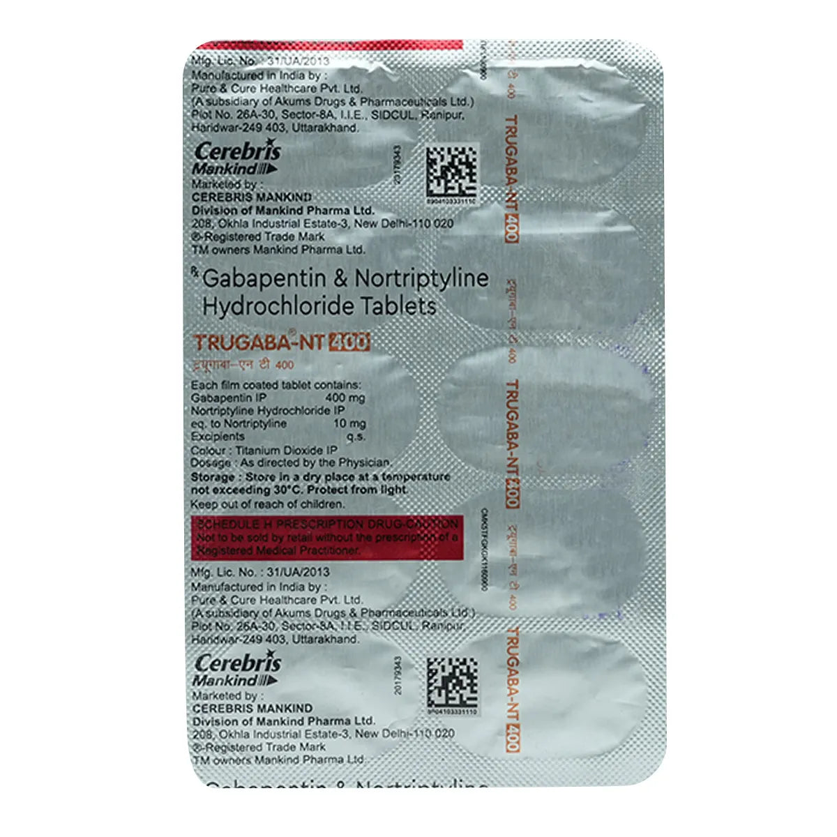 TRUGABA NT 400 TABLETS